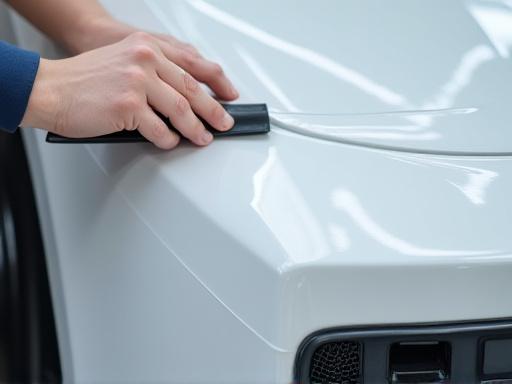 Installation professionnelle de film PPF transparent sur un pare-chocs